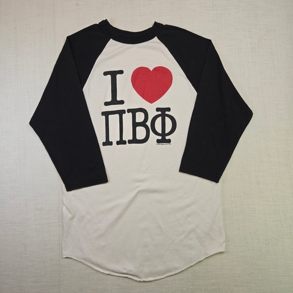 VTG Pi Beta Phi Raglan Shirt Texas Tech Small Mens White Black 2002 USA Augusta
